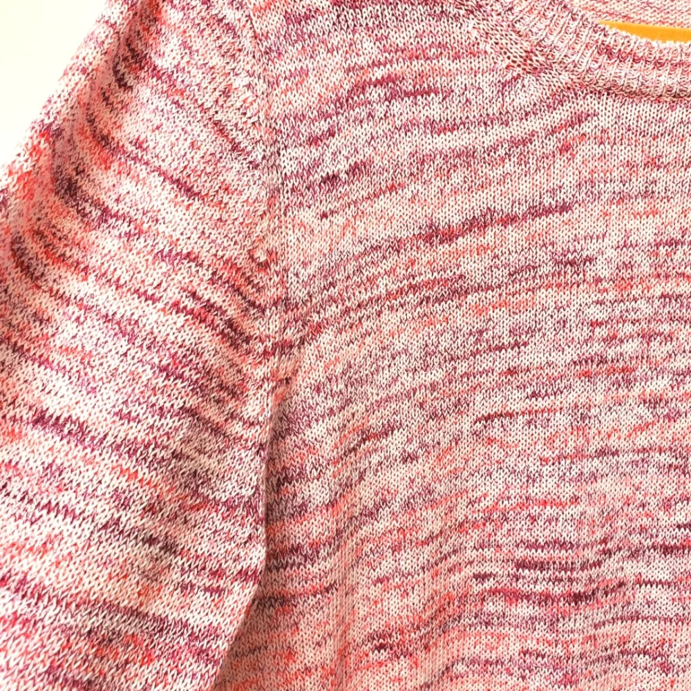 J. Crew Pink White Space Dyed 100% Cotton Knit Crewneck Sweater Size XL